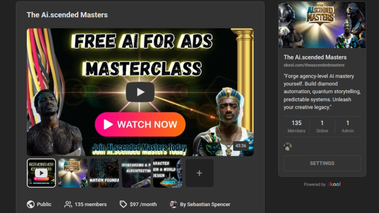 The Ai.scended Masters  (Ongoing AI Animation, Automation & Advertising Mastery Community)
